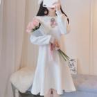 Long-sleeve Lace Collar A-line Knit Dress