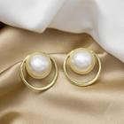 Faux Pearl Alloy Hoop Earring E3057-3 - 1 Pr - Gold - One Size