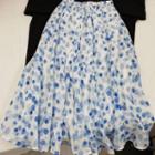 Elastic-waist Print A-line Skirt