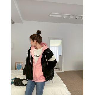 Two-tone Velour Zip Jacket