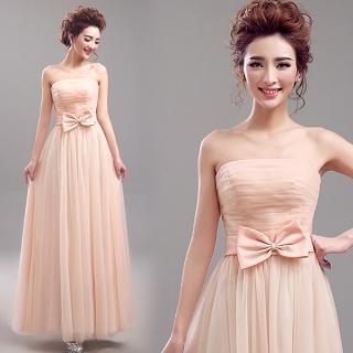 Strapless Bow-accent Evening Gown
