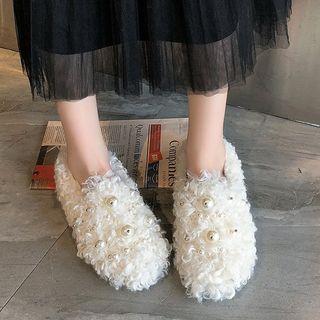 Beaded Furry Flats