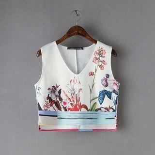 Sleeveless Printed Cropped Top