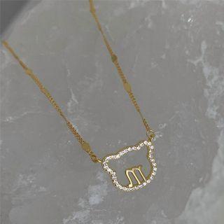 Rhinestone Bear Necklace 1 Pc - Silver - One Size