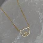 Rhinestone Bear Necklace 1 Pc - Silver - One Size