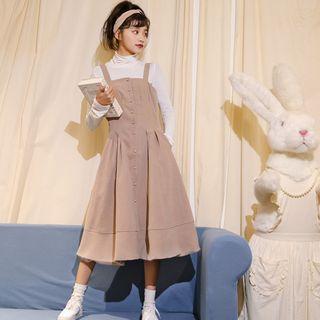 Sleeveless Button-front Midi A-line Dress