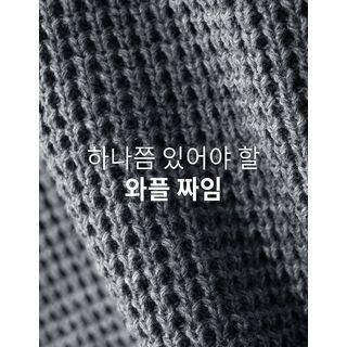 Round-neck Waffle-knit Sweater