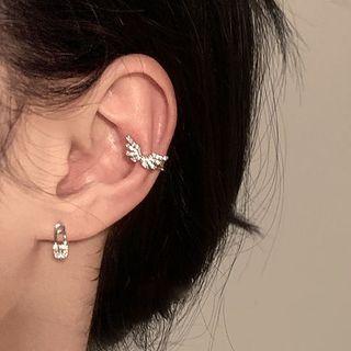 Wings Safety Pin Asymmetrical Sterling Silver Earring 1 Pair - Clip On Earring - Silver - One Size