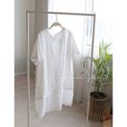 Short-sleeve Lace-hem T-shirt White - One Size