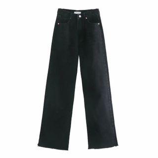 Plain Straight-leg High-waist Jeans
