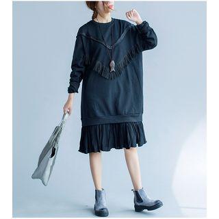 Pleated Panel Pullover Dress