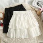 Elastic High-waist Layer Mini Skirt