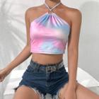 Halter-neck Tie-dyed Cropped Top