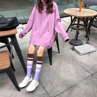 Plain Long Hoodie Purple - One Size