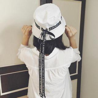 Lettering Long Strap Bucket Hat