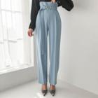 Belted High-rise Dress Pants