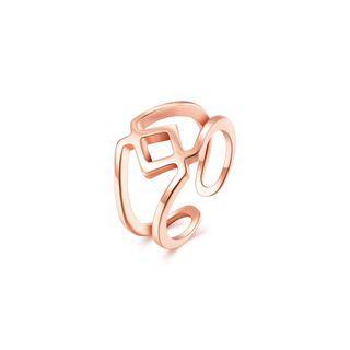 Fashion Simply Plated Rose Gold Geometric Adjustable Split Ring Rose Gold - One Size
