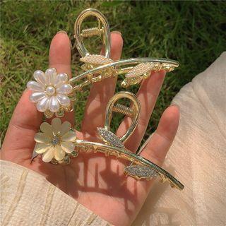 Flower Faux Cat Eye Stone / Faux Pearl Alloy Hair Clamp