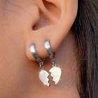 Broken Heart Asymmetrical Stainless Steel Dangle Earring 1 Pair - Silver - One Size