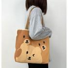 Bear Print Canvas Tote Bag Bear - Khaki - One Size