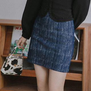 High-waist Pencil Denim Mini Skirt