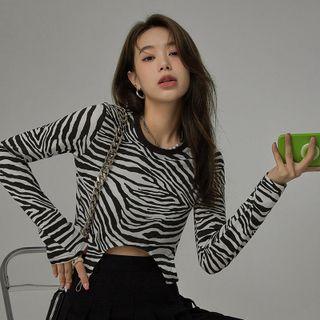 [no One Else] Suspender Crop Zebra Top Black - One Size
