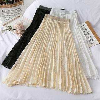 Pleated Fringed A-line Skirt