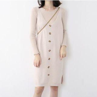 Single-breasted Knit Pinafore Dress