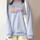 Dog Embroidered Pullover Blue - One Size
