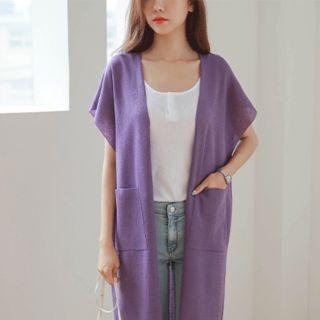 Cap-sleeve Long Knit Vest