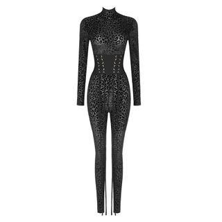 Long-sleeve Leopard Jumpsuit