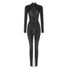 Long-sleeve Leopard Jumpsuit