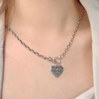 Alloy Heart Pendant Necklace 0664a - Silver - One Size