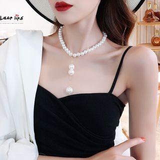 Faux-pearl Necklace White - One Size