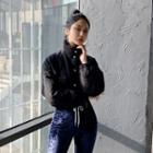 High-neck Banded-hem Quilted Padded Jacket