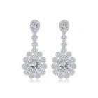 Elegant And Bright Geometric Pattern Earrings With Cubic Zirconia Silver - One Size