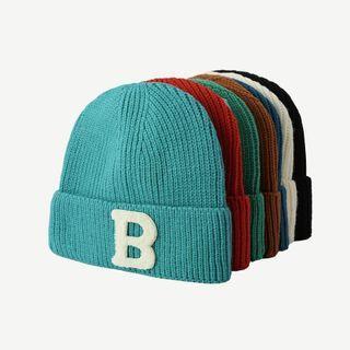 Letter B Embroidered Knit Beanie