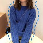 Cable Knit Mock-neck Long-sleeve Sweater