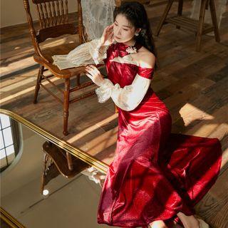 Cut Out Long-sleeve Maxi Party Dress