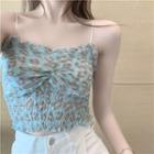 Printed Leopard Pleated Cropped Tank Top