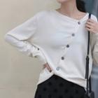 Diagonal-buttoned Cardigan Off-white - One Size
