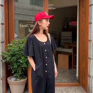 Linen Blend Shirt Jumpsuit