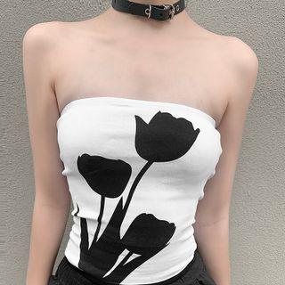 Sleeveless Flower Print Tube Top
