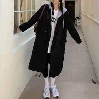 Mock Two-piece Double-breasted Midi Coat