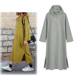 Midi Side-slit Hoodie Dress