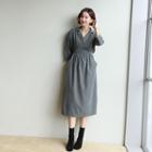 Notch-lapel Long Wrap Dress