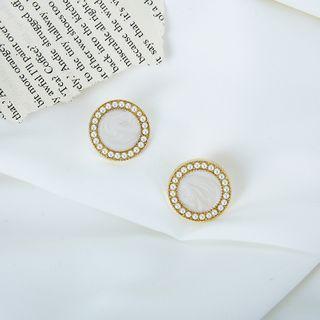 Faux Pearl Ear Stud 1 Pair - Earrings - 925 Silver - One Size