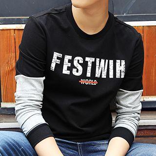 Lettering Two-tone Sweatshirt