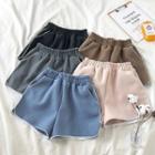 Contrast Trim High-waist Woolen Wide-leg Shorts