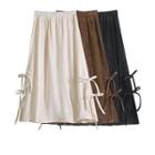 Bow Slit Midi A-line Skirt
